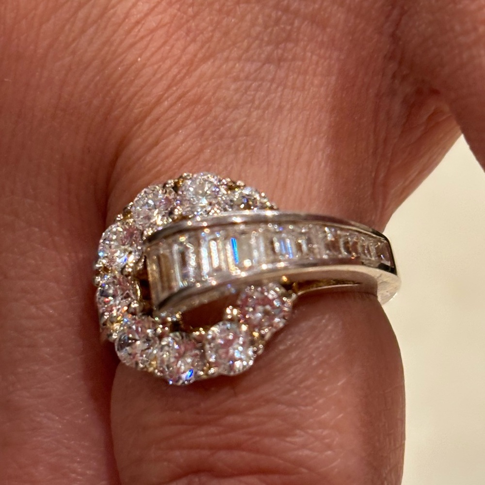 Designer Silver Circle and Loop Design CZ Ring